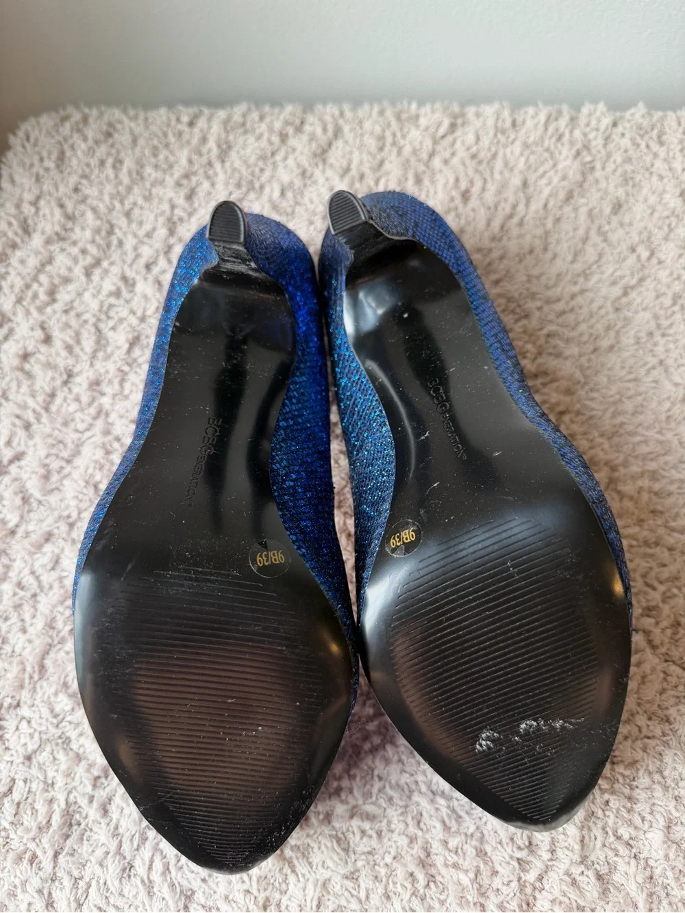 BCBGeneration Blue Sequin Platform Pumps